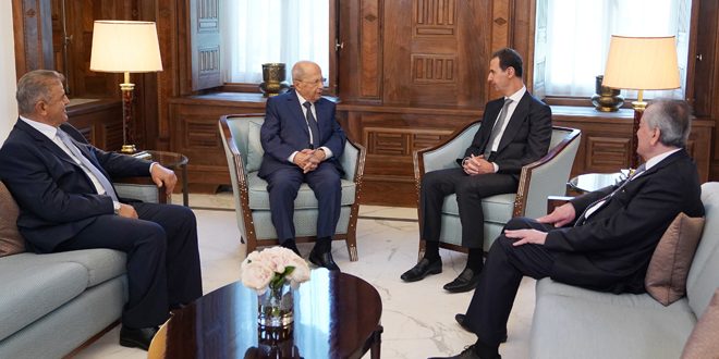 الرئيس الأسد يستقبل الرئيس اللبناني السابق العماد ميشال عون